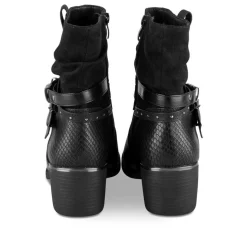 Bottines Plissé NOIR Femme Motif Animal Fermeture éclair