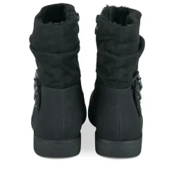 Bottines Plissé NOIR Femme Motif Uni Fermeture éclair
