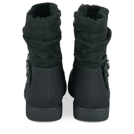 Bottines Plissé NOIR Femme Motif Uni Fermeture éclair