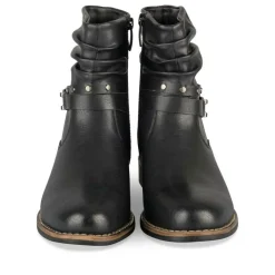 Bottines Plissé NOIR Femme Motif Clouté Fermeture éclair