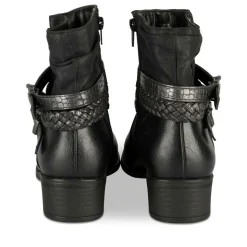 Bottines Plissé NOIR Femme Motif Tressé Fermeture éclair