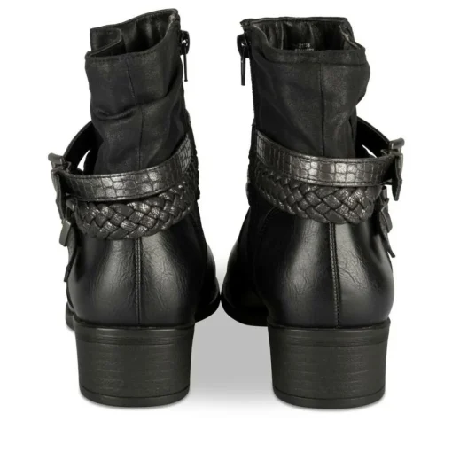 Bottines Plissé NOIR Femme Motif Tressé Fermeture éclair