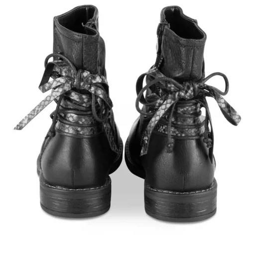 Bottines Plissé NOIR Femme Motif Animal A Enfiler