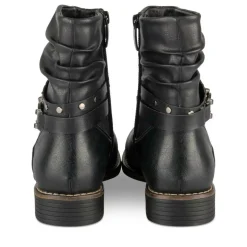 Bottines Plissé NOIR Femme Motif Clouté Fermeture éclair