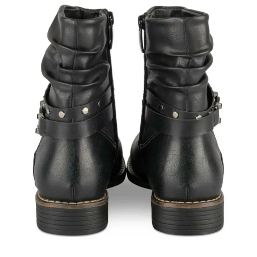 Bottines Plissé NOIR Femme Motif Clouté Fermeture éclair