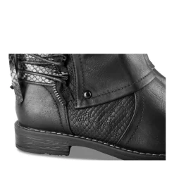 Bottines Plissé NOIR Femme Motif Animal A Enfiler