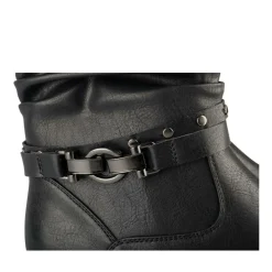 Bottines Plissé NOIR Femme Motif Clouté Fermeture éclair