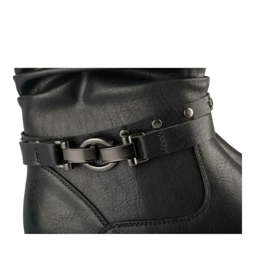Bottines Plissé NOIR Femme Motif Clouté Fermeture éclair