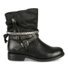 Bottines Plissé NOIR Fille Motif Tressé Fermeture éclair