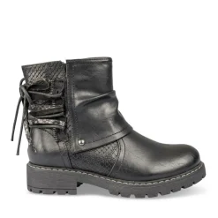 Bottines Plissé NOIR Fille Motif Uni Fermeture éclair