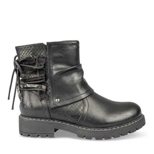 Bottines Plissé NOIR Fille Motif Uni Fermeture éclair