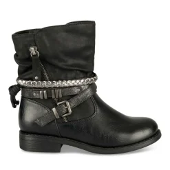 Bottines Plissé NOIR Fille Motif Tressé Fermeture éclair
