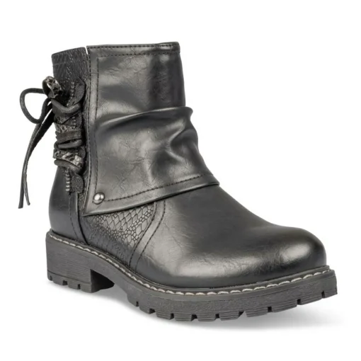 Bottines Plissé NOIR Fille Motif Uni Fermeture éclair