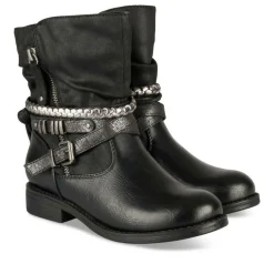 Bottines Plissé NOIR Fille Motif Tressé Fermeture éclair