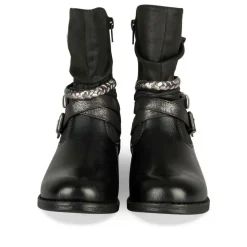 Bottines Plissé NOIR Fille Motif Tressé Fermeture éclair