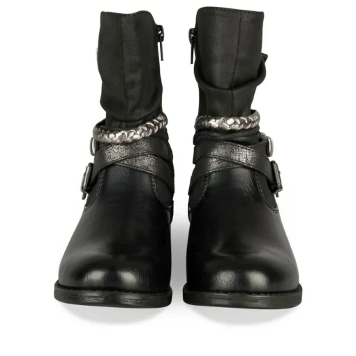 Bottines Plissé NOIR Fille Motif Tressé Fermeture éclair