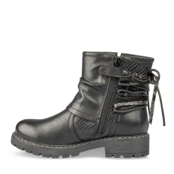Bottines Plissé NOIR Fille Motif Uni Fermeture éclair