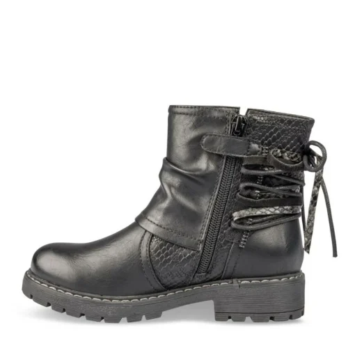 Bottines Plissé NOIR Fille Motif Uni Fermeture éclair