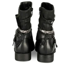 Bottines Plissé NOIR Fille Motif Tressé Fermeture éclair