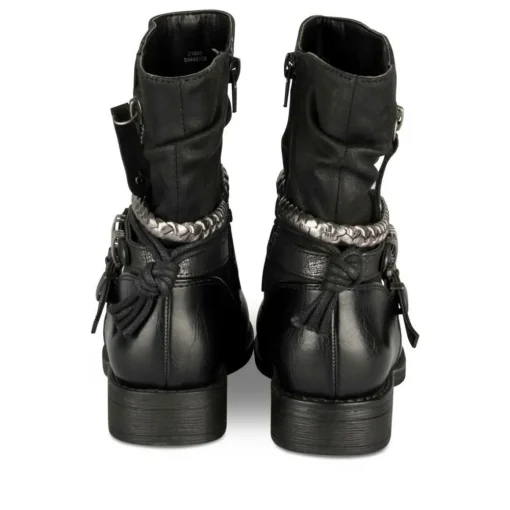 Bottines Plissé NOIR Fille Motif Tressé Fermeture éclair