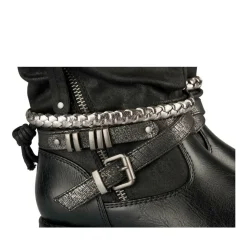 Bottines Plissé NOIR Fille Motif Tressé Fermeture éclair