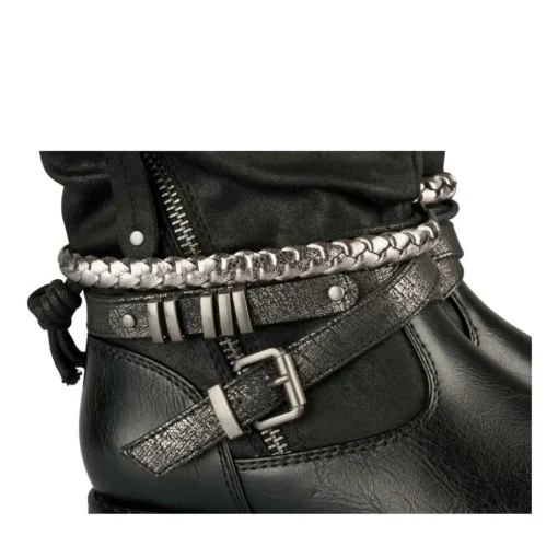 Bottines Plissé NOIR Fille Motif Tressé Fermeture éclair