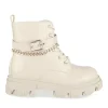 Bottines Rangers BEIGE Fille Motif Chaîne Lacets
