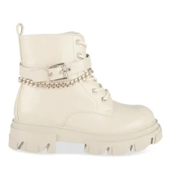 Bottines Rangers BEIGE Fille Motif Chaîne Lacets