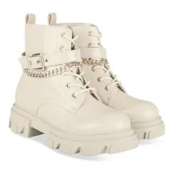 Bottines Rangers BEIGE Fille Motif Chaîne Lacets