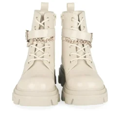 Bottines Rangers BEIGE Fille Motif Chaîne Lacets