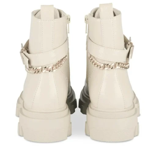 Bottines Rangers BEIGE Fille Motif Chaîne Lacets