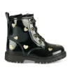Bottines Rangers BLEU Fille Motif Coeurs Lacets