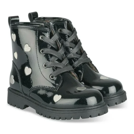 Bottines Rangers BLEU Fille Motif Vernis Lacets