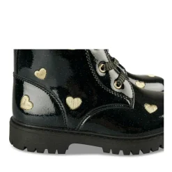 Bottines Rangers BLEU Fille Motif Coeurs Lacets