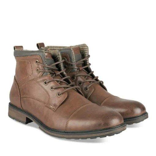 Bottines Rangers COGNAC Homme Motif Uni Lacets