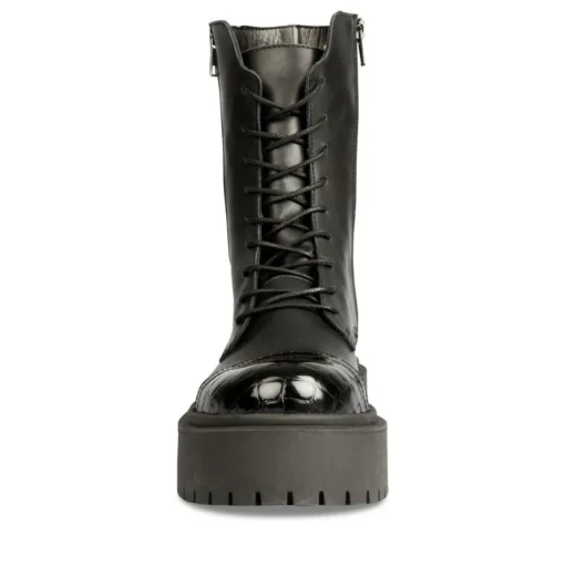 Bottines Rangers NOIR Femme CUIR Motif Uni Fermeture éclair