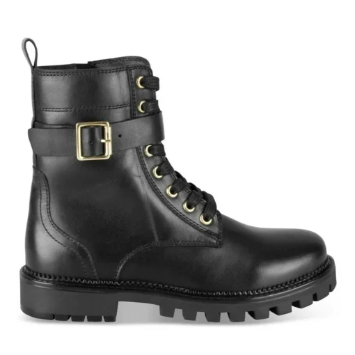 Bottines Rangers NOIR Fille CUIR Motif Uni A Enfiler