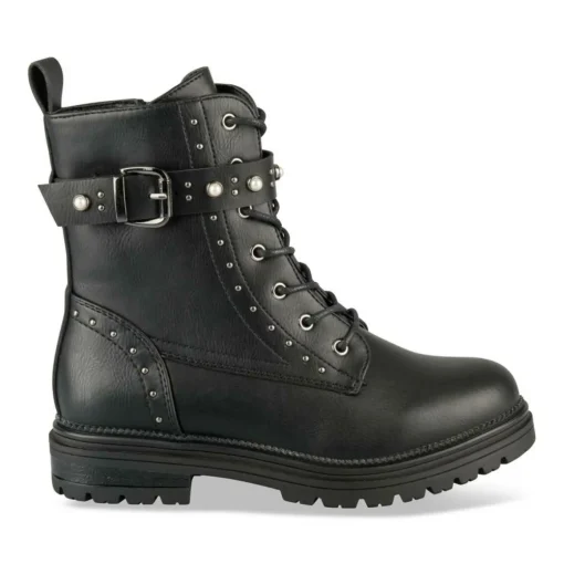 Bottines Rangers NOIR Fille Motif Perle Fermeture éclair