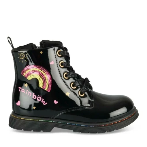 Bottines Rangers NOIR Fille Motif Multicolore Fermeture éclair