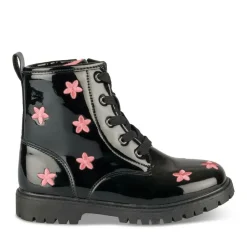 Bottines Rangers NOIR Fille Motif Fleuri Fermeture éclair