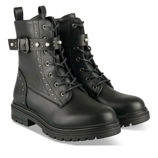 Bottines Rangers NOIR Fille Motif Perle Fermeture éclair