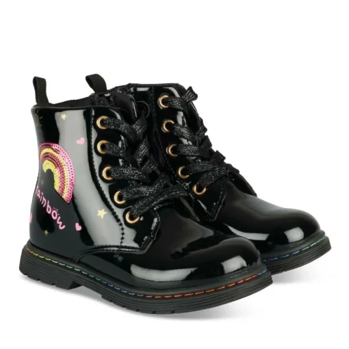 Bottines Rangers NOIR Fille Motif Multicolore Fermeture éclair
