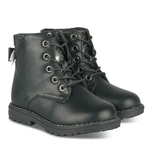 Bottines Rangers NOIR Fille Motif Paillettes Lacets