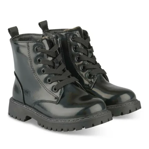 Bottines Rangers NOIR Fille Motif Iridescent Lacets