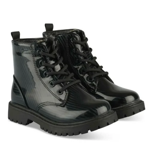 Bottines Rangers NOIR Fille Motif Iridescent Lacets