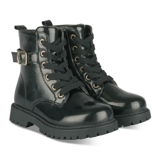 Bottines Rangers NOIR Fille Motif Iridescent Lacets