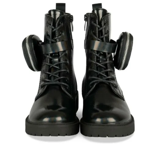 Bottines Rangers NOIR Fille Motif Iridescent Lacets