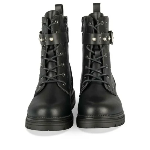 Bottines Rangers NOIR Fille Motif Perle Fermeture éclair
