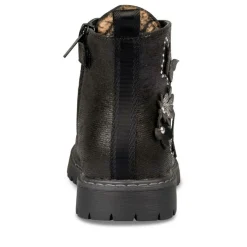 Bottines Rangers NOIR Fille Motif Uni Lacets