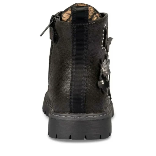 Bottines Rangers NOIR Fille Motif Uni Lacets